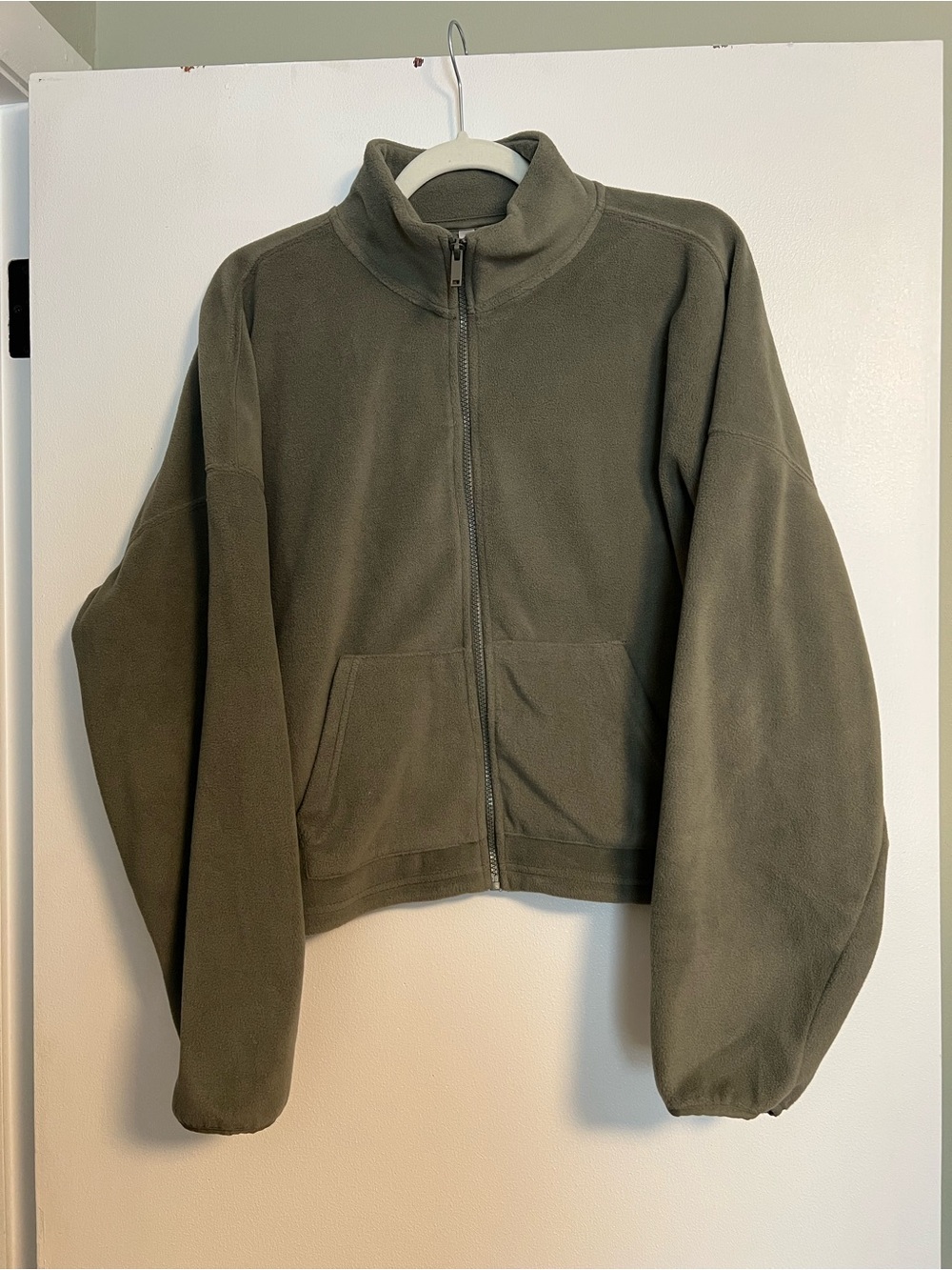 Fabletics Olive Green Full-Zip Fleece Jacket